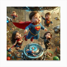 Superman And His Family Canvas Print