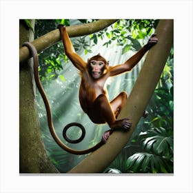 Monkey In The Jungle 3 Canvas Print