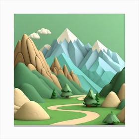 Firefly An Illustration Of A Beautiful Majestic Cinematic Tranquil Mountain Landscape In Neutral Col (21) Canvas Print