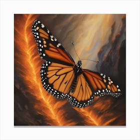 Monarch Butterfly In Flames Canvas Print