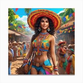 Colombian Festivities Ultra Hd Realistic Vivid Colors Highly Detailed Uhd Drawing Pen And Ink (8) Canvas Print