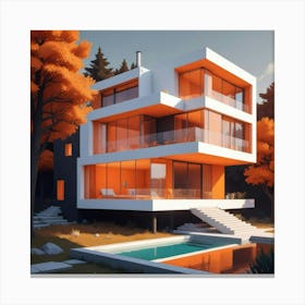 3d Architectural Rendering Of A Modern House Canvas Print