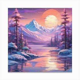 Winter Landscape soft expressions in the Spirit of Bob Ross Canvas Print