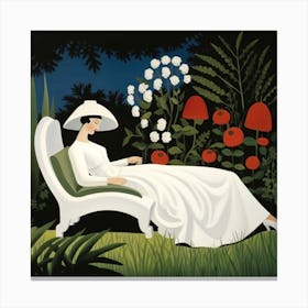 Woman In A Garden 1 Canvas Print