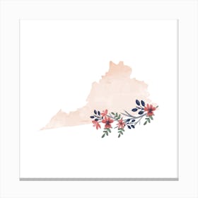 Virginia Watercolor Floral State Canvas Print