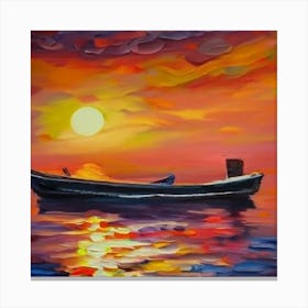 Sunset Boat Canvas Print