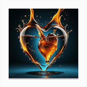 Iced Heart Aflame : Heart On Fire Canvas Print