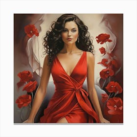 Woman In Red Dress Art Print 3 Canvas Print