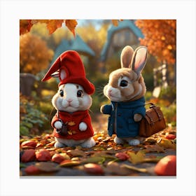 A Pair Of Cute Little Bunnies Wear A Long Coat (1) Canvas Print