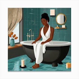 Woman In Bath Canvas Print