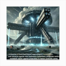 A High Tech Sci Fi Scene Showcasing A Massive Land Canvas Print