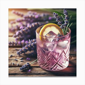 Lavender Drink With Ice And Lemon Canvas Print