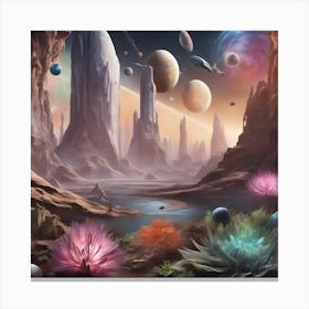 A Digital Mural Showcasing The Potential For Life Beyond Earth From Extremophiles To Exotic Canvas Print