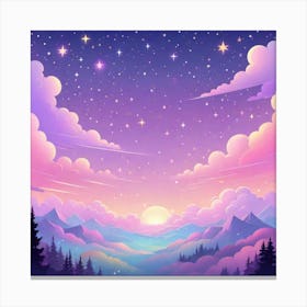 Sky With Twinkling Stars In Pastel Colors Square Composition 147 Canvas Print
