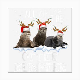 Otter Reindeer Deer Antler Funny Christmas Xmas Canvas Print