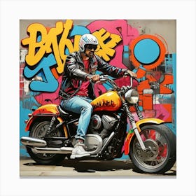 Pop Art graffiti Bike and biker 1 Canvas Print