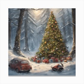 Christmas Tree In The Woods Canvas Print