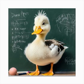 Duck In Front Of Chalkboard Canvas Print