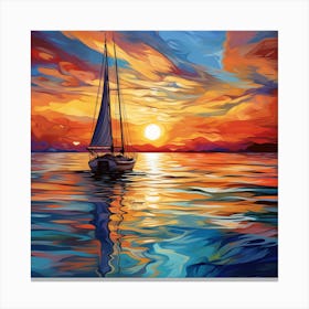 Sailboat At Sunset 16 Canvas Print