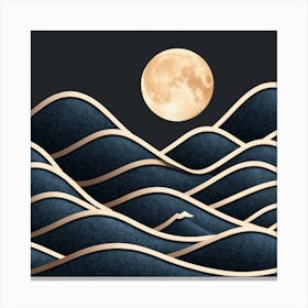 Moon And Waves 58 Canvas Print