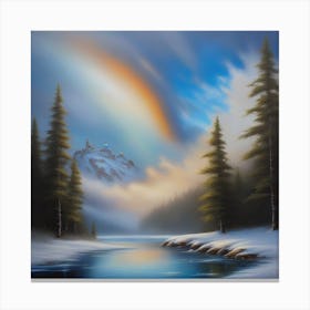 Rainbow In The Snow Canvas Print