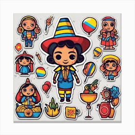 Colombian Festivities Sticker 2d Cute Fantasy Dreamy Vector Illustration 2d Flat Centered By (23) Canvas Print