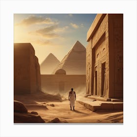 Ancient Egyptian Landscape With One Man 0 Canvas Print
