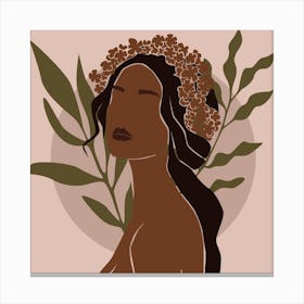 Woman With Leaves On Her Head - Adorned Art Print Canvas Print