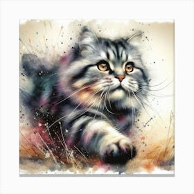 Cat Watercolour Art Print 3 Canvas Print