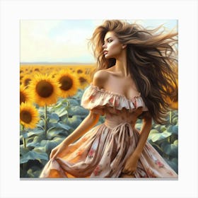 Sunflower Girl Canvas Print