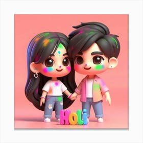 Holi Couple 16 Canvas Print