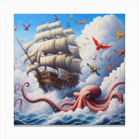 Pirates of the Clouds: A Neo-Surrealist Masterpiece Canvas Print