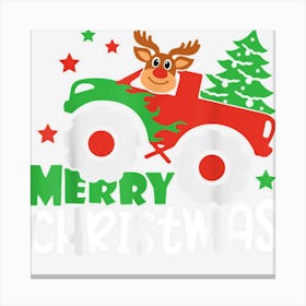 Merry Christmas Tree Ruphdol Reindeer Monster Truck Kids Canvas Print