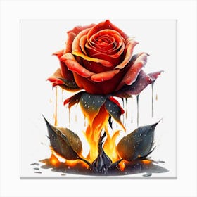 Rose On Fire Canvas Print