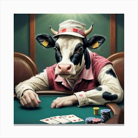 Cow Playing Poker 4 Canvas Print