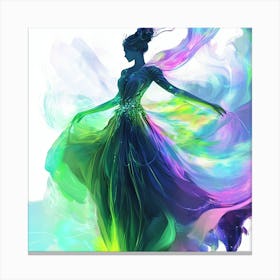 Beautiful Woman In A Colorful Dress Canvas Print