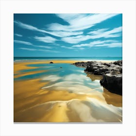 The Turquoise Sea and Golden Sands of Rocky Beach 1 Canvas Print