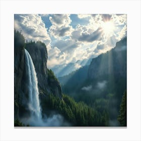 Waterfall In Yosemite National Park Canvas Print