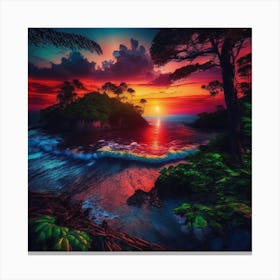 Sunset At The Beach Canvas Print