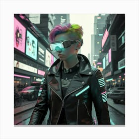 Young Woman In A Futuristic City Canvas Print