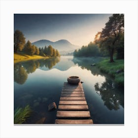 Sunrise Over A Lake 3 Canvas Print