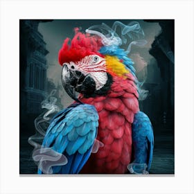 Parrot In Smoke 1 Canvas Print