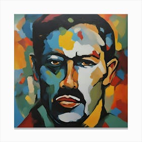 Vibrant Abstract Portrait of a Man Captured in Bold Colorful Brushstrokes Canvas Print