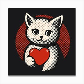 Cat Holding Heart 6 Canvas Print