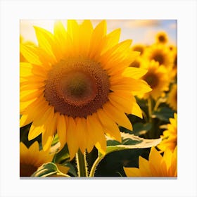 Sunflowers In The Field 3 Canvas Print