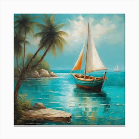 Sailboat On The Beach Canvas Print