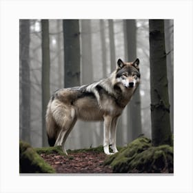 Wolf In The Forest 16 Canvas Print