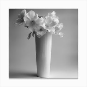 White Vase With Flowers Canvas Print