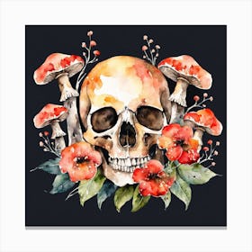 Skull Mushrooms Painting (4) Canvas Print