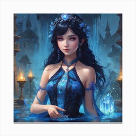 Chinese Girl In Blue Dress Canvas Print